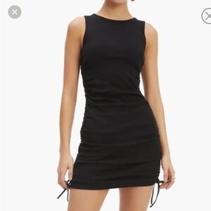 Good American Bodycon - Burnt Sienna - rouched dress with ties to cinch it